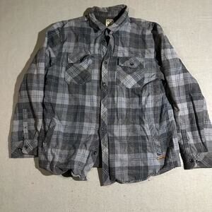 Voyager Lined Flannel Shacket Men's XL Gray Plaid Button Closure